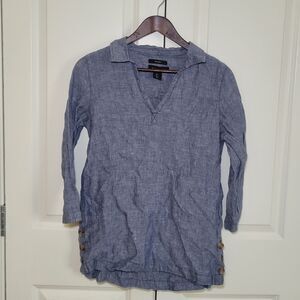 Tahari 100% Linen Tunic Top Vacation Travel Resort Sz S‎